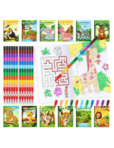BenLouis Libros de Colorear Mini Safari 24 Crayones Niños
