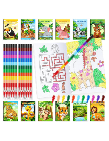 BenLouis Libros de Colorear Mini Safari 24 Crayones Niños