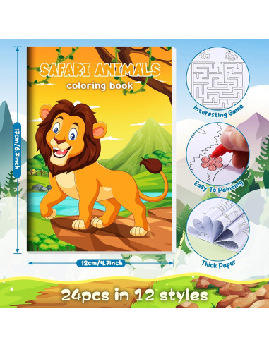 BenLouis Libros de Colorear Mini Safari 24 Crayones Niños