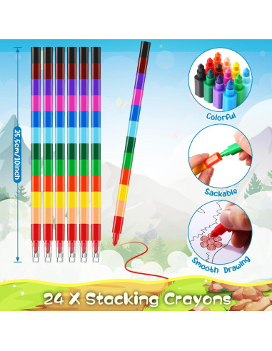 BenLouis Libros de Colorear Mini Safari 24 Crayones Niños