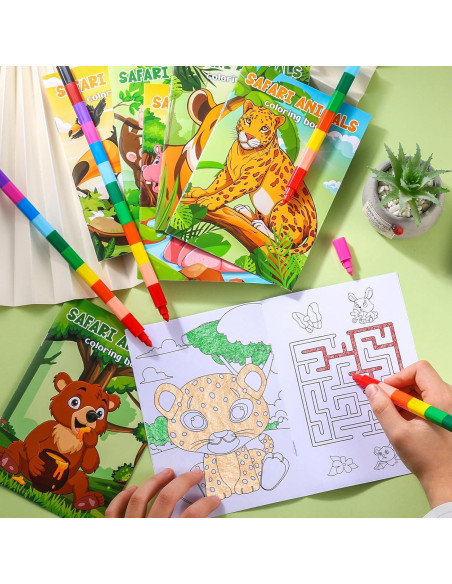 BenLouis Libros de Colorear Mini Safari 24 Crayones Niños
