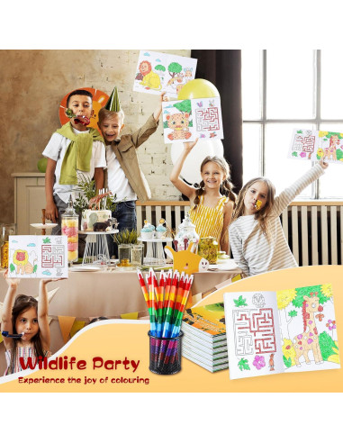 BenLouis Libros de Colorear Mini Safari 24 Crayones Niños