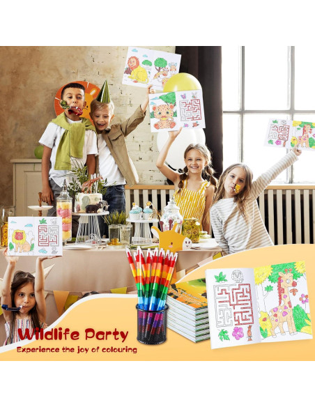 BenLouis Libros de Colorear Mini Safari 24 Crayones Niños