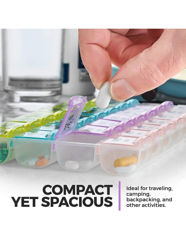 Organizadores de Pastillas MEDca - Paquete de 2, 28 Compartimentos