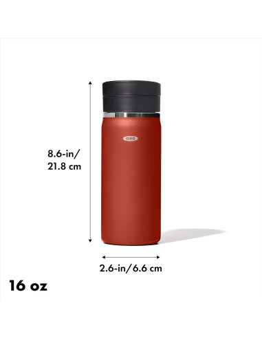 Taza Térmica OXO 16oz Acero Inoxidable Terracota a Prueba de Fugas