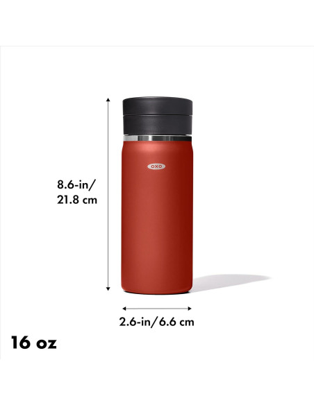 Taza Térmica OXO 16oz Acero Inoxidable Terracota a Prueba de Fugas