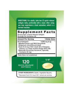 Aceite de Orégano Nature's Truth 4000 mg 120 Cápsulas Blandas 2