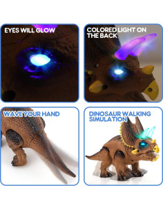 Dinosaurio Control Remoto STEAM Life Triceratops con Luz 2