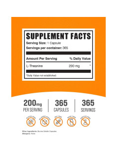 Cápsulas de L-Theanine BulkSupplements 200mg - 365 Conteo 2