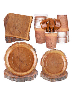 Juego de Vajilla de Madera 144 Piezas Kochorie Camping