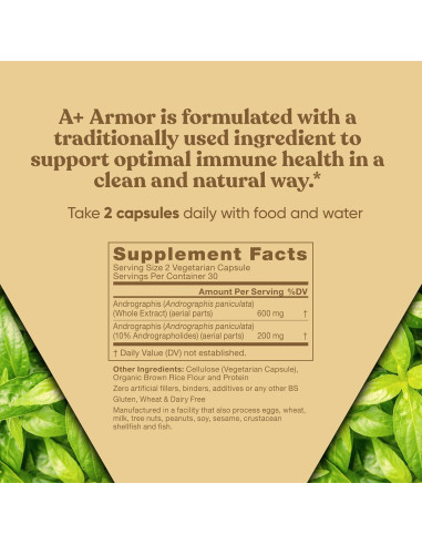 A+ Andrographis Pura 800 Mg - 60 Cápsulas Veganas