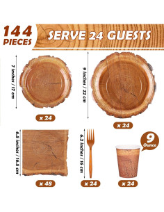 Juego de Vajilla de Madera 144 Piezas Kochorie Camping 2