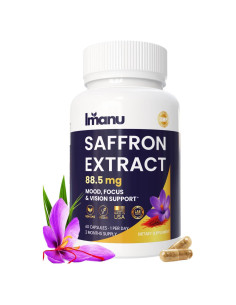 Suplemento de Azafrán Orgánico Imanu 60 Cápsulas Veganas 88.5mg