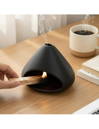 Soporte de Palo Santo DIDIBIRD Mini Chimenea Cerámica Negro