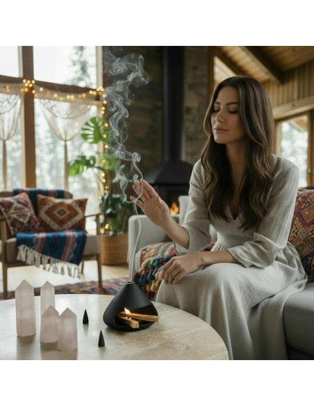 Soporte de Palo Santo DIDIBIRD Mini Chimenea Cerámica Negro