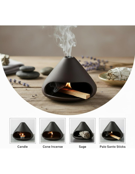 Soporte de Palo Santo DIDIBIRD Mini Chimenea Cerámica Negro
