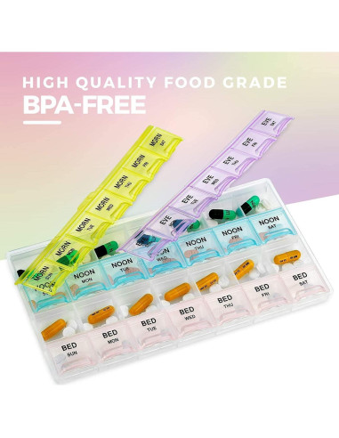 Organizadores de Pastillas MEDca - Paquete de 2, 28 Compartimentos