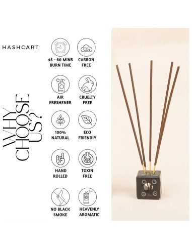 Juego de Incienso Natural Hashcart - 3 Fragancias Premium 110g