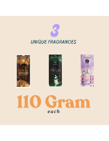 Juego de Incienso Natural Hashcart - 3 Fragancias Premium 110g