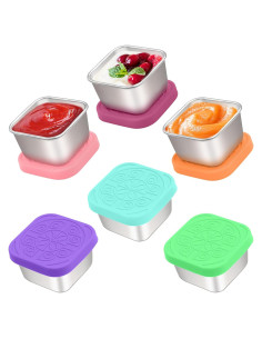 Contenedores de Aderezo Qukaka 2.7oz Cuadrados a Prueba de Fugas - 6 Piezas
