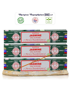 Incienso Natural Satya Nagchampa Jazmín 45g con Soporte Raajsee