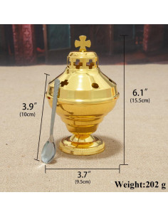Incensario y Cáliz Ortodoxo RZRHMUHN Dorado 15.5 cm 2