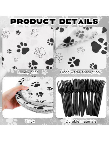 Juego de Vajilla de Fiesta Kochorie 144 Piezas Huellas Perro