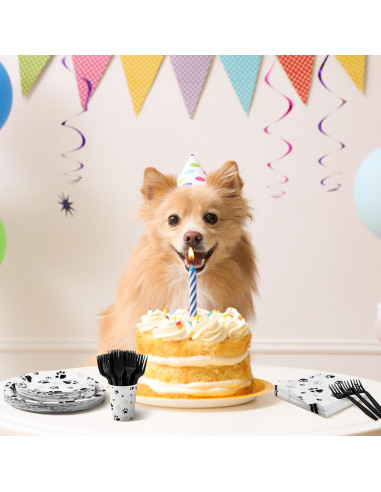 Juego de Vajilla de Fiesta Kochorie 144 Piezas Huellas Perro