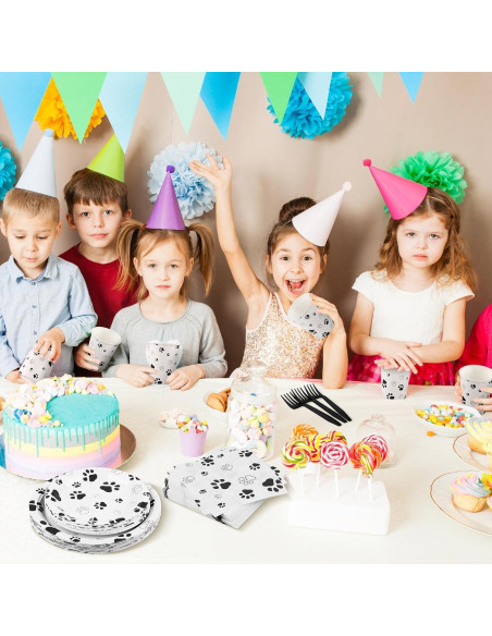 Juego de Vajilla de Fiesta Kochorie 144 Piezas Huellas Perro