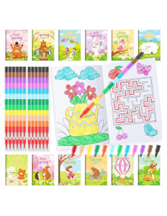 BenLouis 24 Libros de Colorear Mini Primavera + 24 Crayones