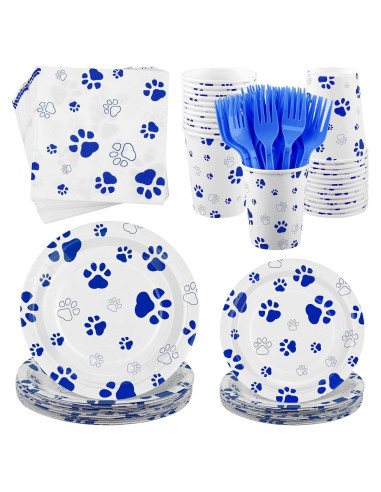 Juego de Vajilla Fiesta 144 Piezas Kochorie Huellas Perro