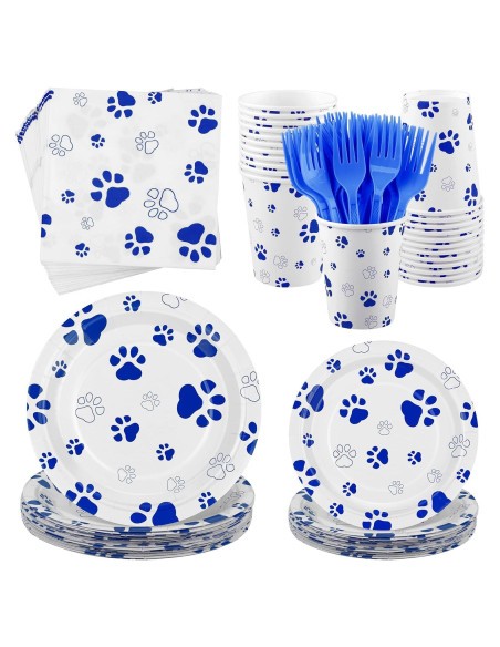 Juego de Vajilla Fiesta 144 Piezas Kochorie Huellas Perro