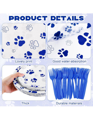 Juego de Vajilla Fiesta 144 Piezas Kochorie Huellas Perro