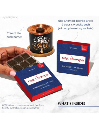 Bloques de Incienso Nag Champa Aromafume + Quemador Árbol de la Vida