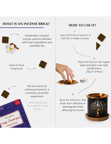 Bloques de Incienso Nag Champa Aromafume + Quemador Árbol de la Vida