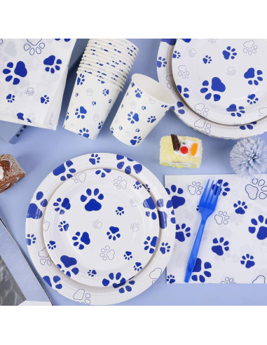 Juego de Vajilla Fiesta 144 Piezas Kochorie Huellas Perro