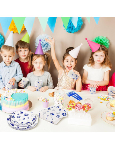 Juego de Vajilla Fiesta 144 Piezas Kochorie Huellas Perro