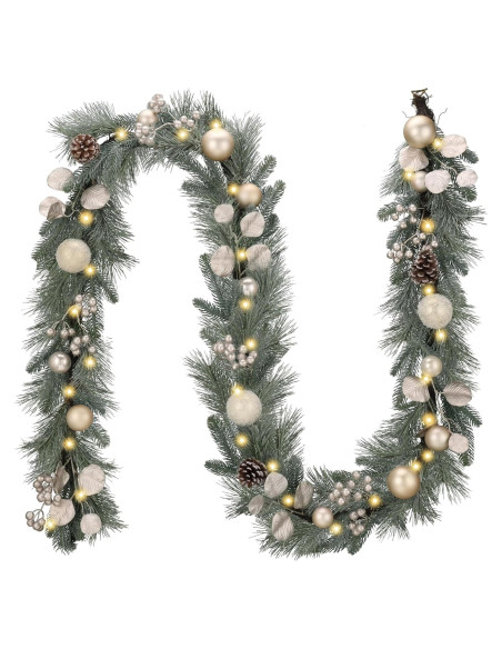 Guirnalda Navideña Preiluminada Valery Madelyn 2.74 m con Bolas