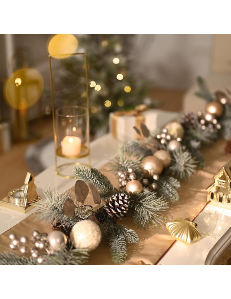 Guirnalda Navideña Preiluminada Valery Madelyn 2.74 m con Bolas