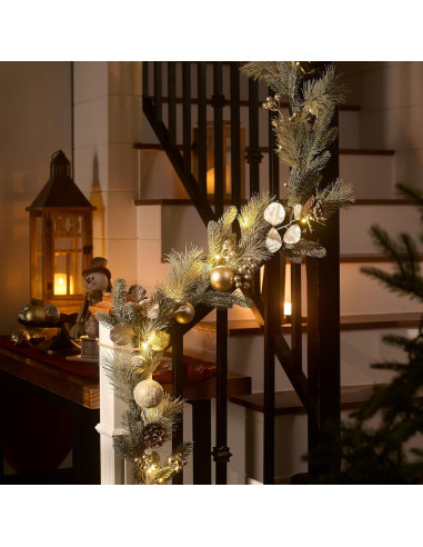 Guirnalda Navideña Preiluminada Valery Madelyn 2.74 m con Bolas