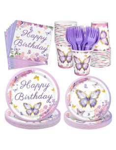 144 Piezas Suministros Fiesta Mariposa Kochorie 24 Invitados