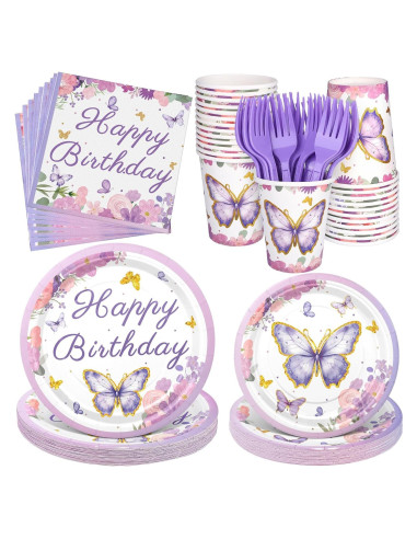 144 Piezas Suministros Fiesta Mariposa Kochorie 24 Invitados