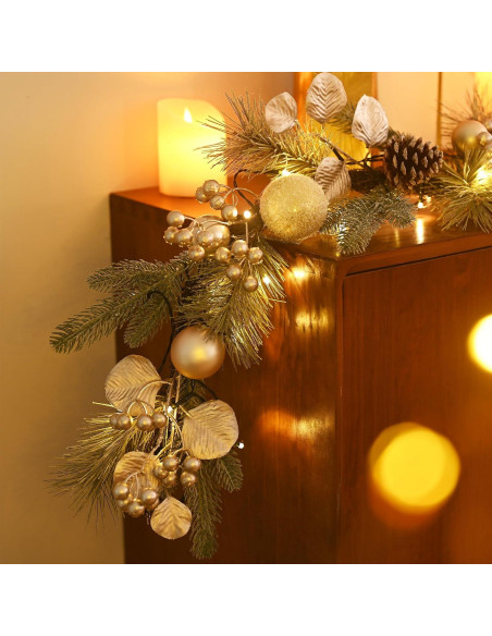 Guirnalda Navideña Preiluminada Valery Madelyn 2.74 m con Bolas