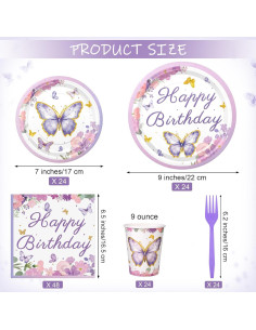 144 Piezas Suministros Fiesta Mariposa Kochorie 24 Invitados 2