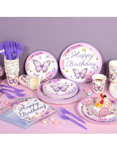 144 Piezas Suministros Fiesta Mariposa Kochorie 24 Invitados