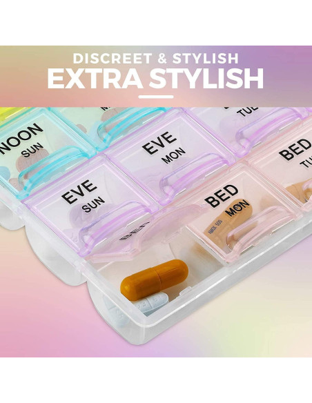 Organizadores de Pastillas MEDca - Paquete de 2, 28 Compartimentos