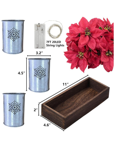 Centro de Mesa Navideño HEMYLU con Poinsettias y Luces LED