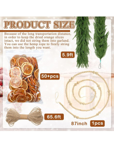 Guirnalda de Navidad 1.8 m Daifunli con Rodajas de Naranja Secas 2