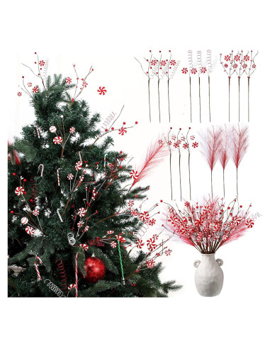 24 Palitos de Caramelo Rojo y Blanco Thiccywoov 40.64 cm