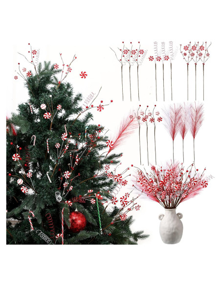 24 Palitos de Caramelo Rojo y Blanco Thiccywoov 40.64 cm